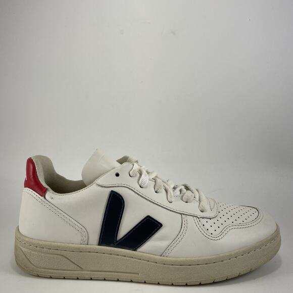 VEJA Shoes - Veja V-10 Nautico Pekin Red Blue White Leather Sneaker Shoes Womens Size 6